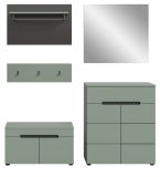 Garderobe Set 5-teilig Cooper in Salbei Gr�n und Basalt Grau 175 cm, Soft-Close