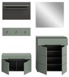 Garderobe Set 5-teilig Cooper in Salbei Gr�n und Basalt Grau 175 cm, Soft-Close