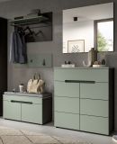 Garderobe Set 2-teilig Cooper in salbei und grau Schuhkommode und Spiegel, Soft-Close