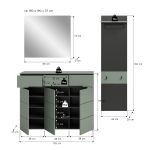 Garderobe Set 3-teilig Cooper in salbei und grau 180 cm, Soft-Close