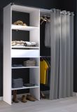 Parisot Kleiderschrank Bari1 in wei� und grau Mehrzweckschrank mit Vorhang 143 x 182 cm