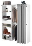 Parisot Kleiderschrank Bari1 in wei� und grau Mehrzweckschrank mit Vorhang 143 x 182 cm