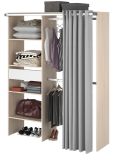 Parisot Kleiderschrank Bari2 in Akazie und grau Mehrzweckschrank mit Vorhang 143 x 182 cm