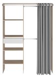 Parisot Kleiderschrank Bari2 in Akazie und grau Mehrzweckschrank mit Vorhang 143 x 182 cm