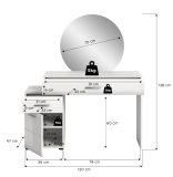 Schminktisch Freeze in wei� Hochglanz Kosmetiktisch mit Spiegel 120 x 138 cm