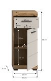 Badezimmer Kommode Shawn in Sand Kashmir und Evoke Eiche Badschrank 37 x 88 cm