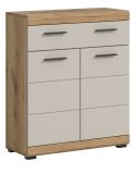Badezimmer Kommode Shawn in Sand Kashmir und Evoke Eiche Badschrank 74 x 88 cm