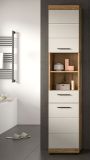 Badezimmer Hochschrank Shawn in Sand Kashmir und Evoke Eiche Badschrank 37 x 191 cm