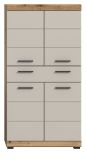 Badezimmer Midischrank Shawn in Sand Kashmir und Evoke Eiche Badschrank 74 x 141 cm