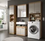 Waschmaschinenschrank Shawn in Sand Kashmir und Evoke Eiche Waschmaschinen �berbau 63 x 191 cm