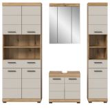 Badm�bel Set 4-teilig Shawn in Sand Kashmir und Evoke Eiche Badkombination 200 x 191 cm