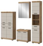 Badm�bel Set 4-teilig Shawn in Sand Kashmir und Evoke Eiche Badkombination 201 x 191 cm