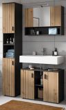 Badezimmer Hochschrank Livia in Artisan Eiche und grau Badschrank 30 x 192 cm