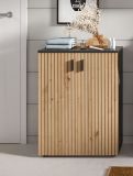 Badezimmer Kommode Livia in Artisan Eiche und grau Badschrank 60 x 81 cm