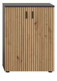 Badezimmer Kommode Livia in Artisan Eiche und grau Badschrank 60 x 81 cm