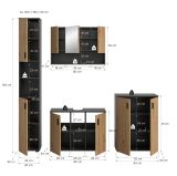 Badm�bel Set 4-teilig Livia in Artisan Eiche und grau Badkombination 200 x 192 cm