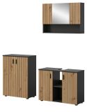 Badm�bel Set 3-teilig Livia in Artisan Eiche und grau Badkombination 155 x 180 cm
