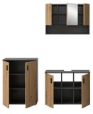 Badm�bel Set 3-teilig Livia in Artisan Eiche und grau Badkombination 155 x 180 cm