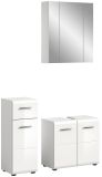 Badm�bel Set 3-teilig Cover in wei� Hochglanz Badkombination 105 x 185 cm