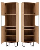 Vitrine Breda in Stone Eiche Vitrinenschrank 58 x 200 cm, mit Push-to-Open