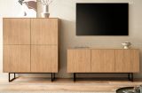 Wohnwand Breda in Stone Eiche Wohnkombination 2-teilig 280 cm, mit Push-to-Open