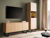 Wohnwand Breda in Stone Eiche Wohnkombination 2-teilig 220 cm, mit Push-to-Open