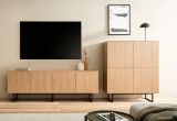 Wohnwand Breda in Stone Eiche Wohnkombination 2-teilig 330 cm, mit Push-to-Open