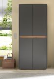 Schuhschrank Center in grau matt und Wotan Eiche Flurschrank 85 x 195 cm