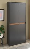 Schuhschrank Center in grau matt und Wotan Eiche Flurschrank 85 x 195 cm