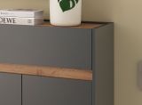 Garderobe Set 2-teilig Center in grau matt und Wotan Eiche Garderobenkombination 180 x 195 cm