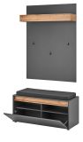 Garderobe Set 4-teilig Center in grau matt und Wotan Eiche Garderobenkombination 195 x 200 cm