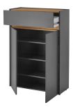 Garderobe Set 4-teilig Center in grau matt und Wotan Eiche Garderobenkombination 195 x 200 cm
