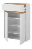 Schuhschrank Center in wei� und Wotan Eiche Flurkommode 85 x 122 cm