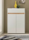 Schuhschrank Center in wei� und Wotan Eiche Flurkommode 85 x 122 cm
