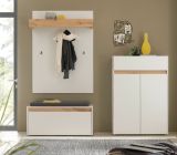Garderobe Set 4-teilig Center in wei� und Wotan Eiche Garderobenkombination 195 x 200 cm
