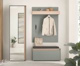 Garderobe Sitzbank Center in Salbei und Barista Eiche Garderobenbank 100 cm