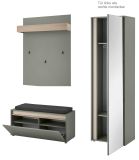 Garderobe Set 4-teilig Center in Salbei und Barista Eiche Garderobenkombination 170 x 200 cm