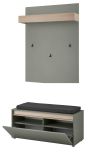 Garderobe Set 3-teilig Center in Salbei und Barista Eiche Garderobenkombination 100 x 200 cm