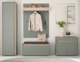 Garderobe Set 6-teilig Center Salbei und Barista Eiche 260 x 200 cm, Komplett-Set inkl. Sitzkissen