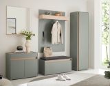 Garderobe Set 6-teilig Center Salbei und Barista Eiche 260 x 200 cm, Komplett-Set inkl. Sitzkissen
