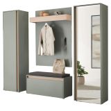 Garderobe Set 5-teilig Center in Salbei und Barista Eiche Garderobenkombination 230 x 200 cm