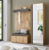 Garderobenschrank Center in Evoke Eiche und grau Flurschrank mit Spiegel 60 x 200 cm