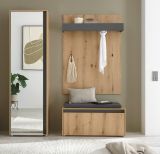 Garderobe Sitzbank Center in Evoke Eiche und grau Garderobenbank 100 cm