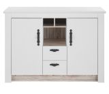 K�chenschrank Rovola in wei� Pinie Landhaus K�che Unterschrank f�r Sp�le oder Kochfeld 129 cm, Soft-Close