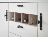 K�chenschrank Rovola in wei� Pinie Landhaus K�che Unterschrank f�r Sp�le oder Kochfeld 202 cm, Soft-Close