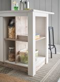 K�chentheke Rovola in wei� Pinie Landhaus K�cheninsel freistehend 161 x 90 cm, Soft-Close