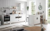 K�chentheke Rovola in wei� Pinie Landhaus K�cheninsel freistehend 161 x 90 cm, Soft-Close