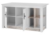 K�chentheke Rovola in wei� Pinie Landhaus K�cheninsel freistehend 161 x 90 cm, Soft-Close