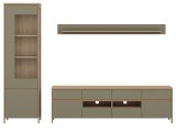 Wohnwand Finnes in Salbei und Eiche Wohnkombination skandinavisch 3-teilig 266 cm, Soft-Close