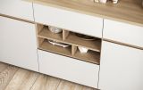 Buffet Finnes in wei� und Eiche Vitrinenschrank skandinavisch 164 x 195 cm, Soft-Close